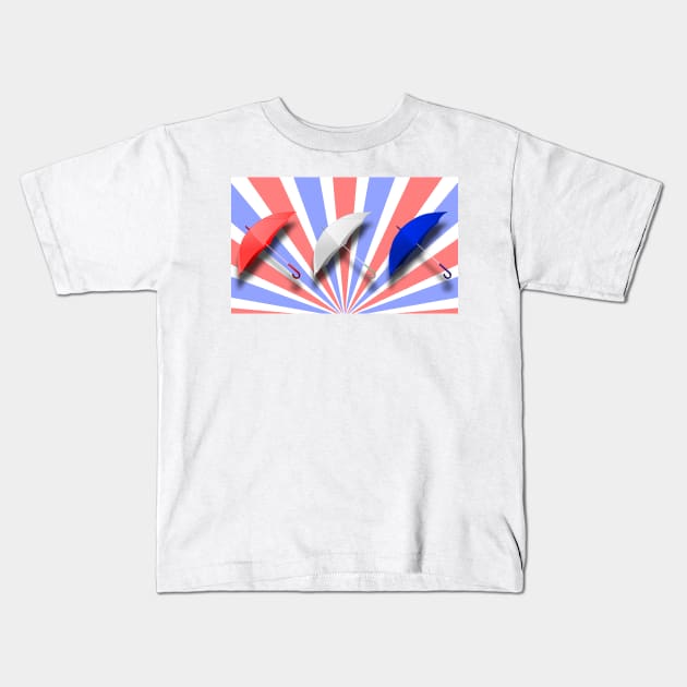 Red White And Blue Stripes With Umbrellas Kids T-Shirt by NeavesPhoto